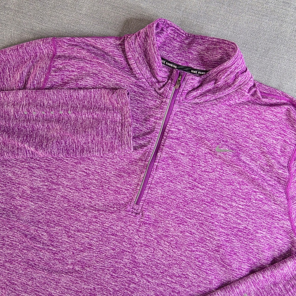 Nike Running Pullover Women 2X Purple Excellent Dri-FIT Half Zip Space Dye Top